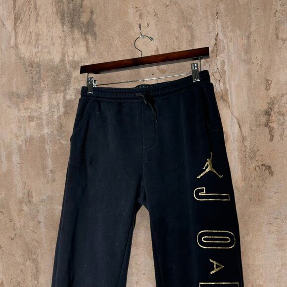 Jordan Other - Vintage Y2K Jordan Sweatpants Youth L Jet Black Cotton Joggers Gold Jumpman